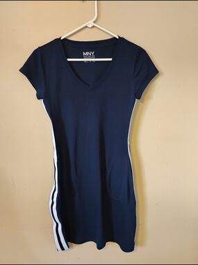 Target MNY Navy Blue Midi Dress with White Side Stripes